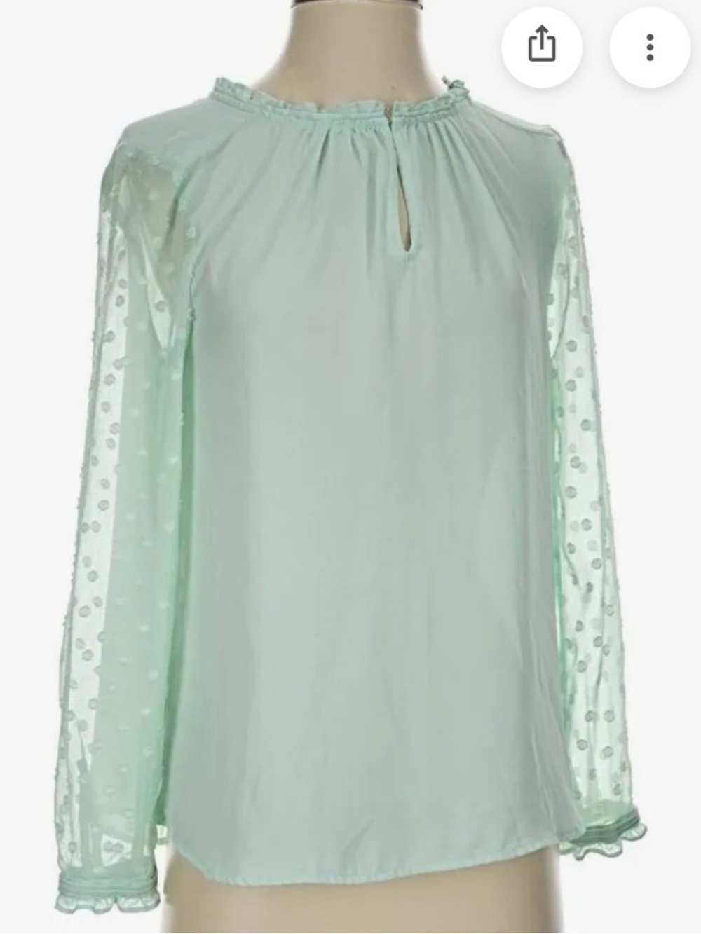 HD in PARIS Anthro 10 Romantic Fairy Mint Swiss Dot Sheer Blouse Back Button Top